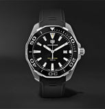 Buy Shop Tag Heuer Aquaracer Quartz Black Dial Black Rubber Strap Watch for Men - WAY101A.FT6141 USA Online