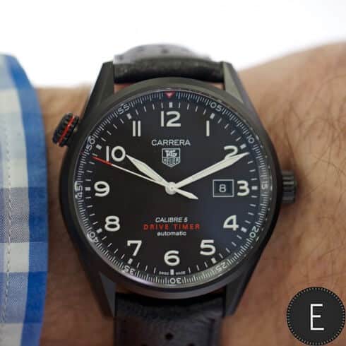 Buy Shop Tag Heuer Carrera Calibre 5 Drive Timer Black Dial Black Leather Strap Watch for Men - WAR2A80.FC6337 USA Online