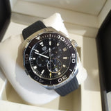 Buy Shop Tag Heuer Carrera Aquaracer Quartz Chronograph Black Dial Black Rubber Strap Watch for Men - CAY111A.FT6041 USA Online