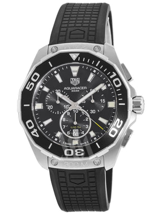 Buy Shop Tag Heuer Carrera Aquaracer Quartz Chronograph Black Dial Black Rubber Strap Watch for Men - CAY111A.FT6041 USA Online