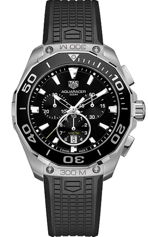Buy Shop Tag Heuer Carrera Aquaracer Quartz Chronograph Black Dial Black Rubber Strap Watch for Men - CAY111A.FT6041 USA Online