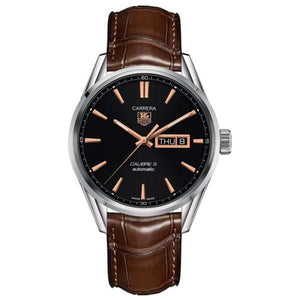 Buy Shop Tag Heuer Carrera Automatic Black Dial Brown Leather Strap Watch for Men - WAR201C.FC6291 USA Online