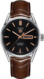 Buy Shop Tag Heuer Carrera Automatic Black Dial Brown Leather Strap Watch for Men - WAR201C.FC6291 USA Online