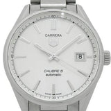Buy Shop Tag Heuer Carrera Automatic Caliber 5 White Dial Silver Steel Strap Watch for Men - WAR211B.BA0782 USA Online