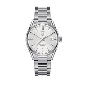 Buy Shop Tag Heuer Carrera Automatic Caliber 5 White Dial Silver Steel Strap Watch for Men - WAR211B.BA0782 USA Online