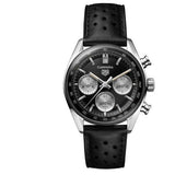 Buy Shop Tag Heuer Carrera Automatic Chronograph Black Dial Black Leather Strap Watch for Men - CBS2210.FC6534 USA Online