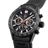 Buy Shop Tag Heuer Carrera Automatic Chronograph Black Dial Black Rubber Strap Watch for Men - CBG2A90.FT6173 USA Online