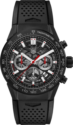 Buy Shop Tag Heuer Carrera Automatic Chronograph Black Dial Black Rubber Strap Watch for Men - CBG2A90.FT6173 USA Online