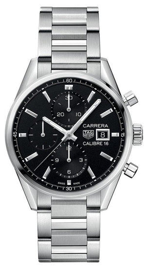 Buy Shop Tag Heuer Carrera Automatic Chronograph Black Dial Silver Steel Strap Watch for Men - CBK2110.BA0715 USA Online