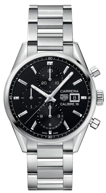 Buy Shop Tag Heuer Carrera Automatic Chronograph Black Dial Silver Steel Strap Watch for Men - CBK2110.BA0715 USA Online