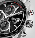 Buy Shop Tag Heuer Carrera Automatic Chronograph Black Dial Silver Steel Strap Watch for Men - CBM2110.BA0651 USA Online