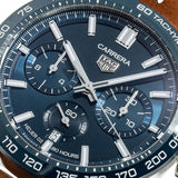 Buy Shop Tag Heuer Carrera Automatic Chronograph Blue Dial Brown Leather Strap Watch for Men - CBN2A1A.FC6537 USA Online