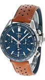 Buy Shop Tag Heuer Carrera Automatic Chronograph Blue Dial Brown Leather Strap Watch for Men - CBN2A1A.FC6537 USA Online
