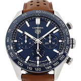 Buy Shop Tag Heuer Carrera Automatic Chronograph Blue Dial Brown Leather Strap Watch for Men - CBN2A1A.FC6537 USA Online