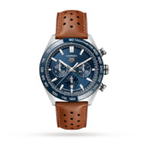 Buy Shop Tag Heuer Carrera Automatic Chronograph Blue Dial Brown Leather Strap Watch for Men - CBN2A1A.FC6537 USA Online