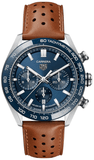 Buy Shop Tag Heuer Carrera Automatic Chronograph Blue Dial Brown Leather Strap Watch for Men - CBN2A1A.FC6537 USA Online
