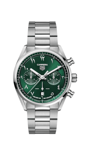 Buy Shop Tag Heuer Carrera Automatic Chronograph Limited Edition Green Dial Silver Steel Strap Watch for Men - CBN2014.EB0240 USA Online