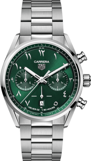 Buy Shop Tag Heuer Carrera Automatic Chronograph Limited Edition Green Dial Silver Steel Strap Watch for Men - CBN2014.EB0240 USA Online