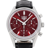 Buy Shop Tag Heuer Carrera Automatic Chronograph Red Dial Black Leather Strap Watch for Men - CBK221G.FC6479 USA Online