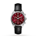 Buy Shop Tag Heuer Carrera Automatic Chronograph Red Dial Black Leather Strap Watch for Men - CBK221G.FC6479 USA Online