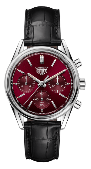 Buy Shop Tag Heuer Carrera Automatic Chronograph Red Dial Black Leather Strap Watch for Men - CBK221G.FC6479 USA Online
