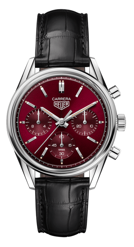 Buy Shop Tag Heuer Carrera Automatic Chronograph Red Dial Black Leather Strap Watch for Men - CBK221G.FC6479 USA Online