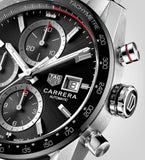 Buy Shop Tag Heuer Carrera Automatic Chronograph Black Dial Silver Steel Strap Watch for Men - CBM2110.BA0651 USA Online