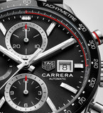 Buy Shop Tag Heuer Carrera Automatic Chronograph Black Dial Silver Steel Strap Watch for Men - CBM2110.BA0651 USA Online
