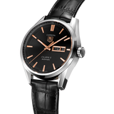Buy Shop Tag Heuer Carrera Calibre 5 Automatic Black Dial Black Leather Strap Watch for Men - WAR201C.FC6266 USA Online