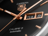 Buy Shop Tag Heuer Carrera Calibre 5 Automatic Black Dial Black Leather Strap Watch for Men - WAR201C.FC6266 USA Online