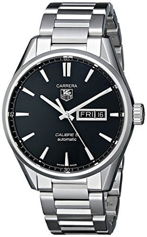 Buy Shop Tag Heuer Carrera Calibre 5 Automatic Black Dial Silver Steel Strap Watch for Men - WAR201A.BA0723 USA Online