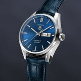 Buy Shop Tag Heuer Carrera Calibre 5 Automatic Blue Dial Blue Leather Strap Watch for Men - WAR201E.FC6292 USA Online