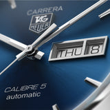 Buy Shop Tag Heuer Carrera Calibre 5 Automatic Blue Dial Blue Leather Strap Watch for Men - WAR201E.FC6292 USA Online