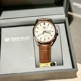 Buy Shop Tag Heuer Carrera Calibre 5 Automatic White Dial Brown Leather Strap Watch for Men - WAR201B.FC6291 USA Online