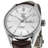 Buy Shop Tag Heuer Carrera Calibre 5 Automatic White Dial Brown Leather Strap Watch for Men - WAR201B.FC6291 USA Online