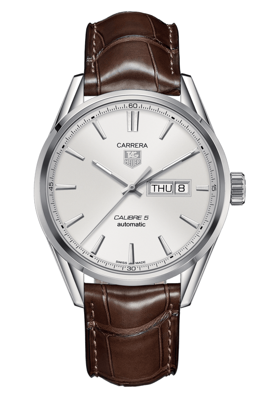 Buy Shop Tag Heuer Carrera Calibre 5 Automatic White Dial Brown Leather Strap Watch for Men - WAR201B.FC6291 USA Online