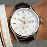 Buy Shop Tag Heuer Carrera Calibre 5 Automatic White Dial Brown Leather Strap Watch for Men - WAR201D.FC6291 USA Online