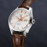 Buy Shop Tag Heuer Carrera Calibre 5 Automatic White Dial Brown Leather Strap Watch for Men - WAR201D.FC6291 USA Online