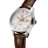Buy Shop Tag Heuer Carrera Calibre 5 Automatic White Dial Brown Leather Strap Watch for Men - WAR201D.FC6291 USA Online