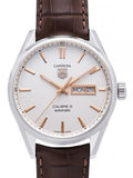 Buy Shop Tag Heuer Carrera Calibre 5 Automatic White Dial Brown Leather Strap Watch for Men - WAR201D.FC6291 USA Online