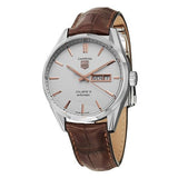 Buy Shop Tag Heuer Carrera Calibre 5 Automatic White Dial Brown Leather Strap Watch for Men - WAR201D.FC6291 USA Online