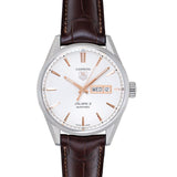 Buy Shop Tag Heuer Carrera Calibre 5 Automatic White Dial Brown Leather Strap Watch for Men - WAR201D.FC6291 USA Online