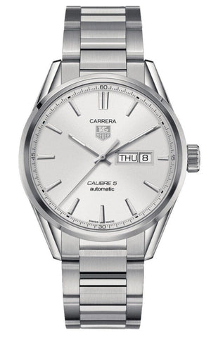 Buy Shop Tag Heuer Carrera Calibre 5 Automatic White Dial Silver Steel Strap Watch for Men - WAR201B.BA0723 USA Online