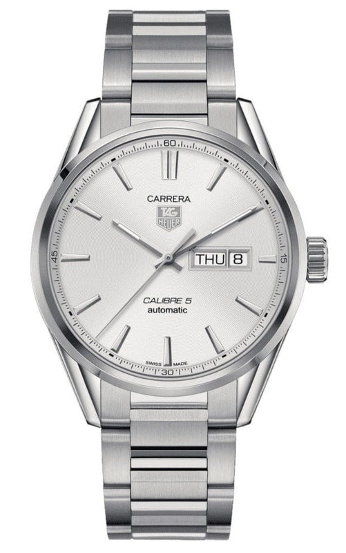 Buy Shop Tag Heuer Carrera Calibre 5 Automatic White Dial Silver Steel Strap Watch for Men - WAR201B.BA0723 USA Online