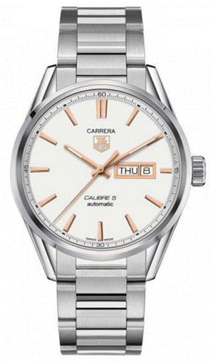 Buy Shop Tag Heuer Carrera Calibre 5 White Dial Silver Steel Strap Watch for Men - WAR201D.BA0723 USA Online