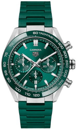 Buy Shop Tag Heuer Carrera Chronograph 44mm Green Dial Green Steel Strap Watch for Men - CBN2A1N.FT6238 USA Online