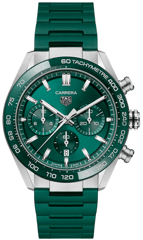 Buy Shop Tag Heuer Carrera Chronograph 44mm Green Dial Green Steel Strap Watch for Men - CBN2A1N.FT6238 USA Online