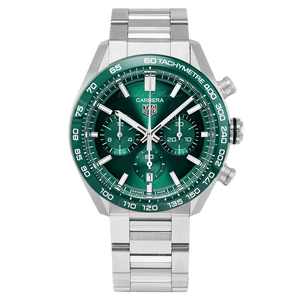 Buy Shop Tag Heuer Carrera Chronograph 44mm Green Dial Silver Steel Strap Watch for Men - CBN2A1N.BA0643 USA Online
