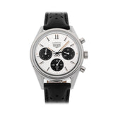 Buy Shop Tag Heuer Carrera Chronograph 60th Anniversary Silver Dial Black Leather Strap Watch for Men - CBK221H.FC8317 USA Online