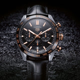 Buy Shop Tag Heuer Carrera Chronograph Black Dial Black Leather Strap Watch for Men - CBN2A5A.FC6481 USA Online